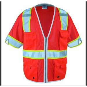 Kishigo 1750 Premium Brilliant Series Heavy Duty Safety Vest Fluorescent Red 5XL